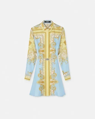 Mini-robe chemise en twill de soie imprimé