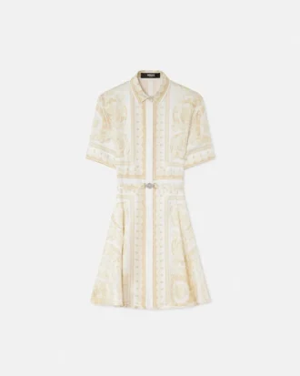 Mini-robe chemise en twill de soie imprimé