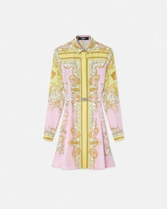 Mini-robe chemise en twill de soie imprimé