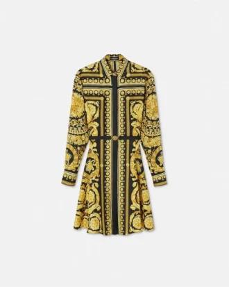 Mini-robe chemise en twill de soie imprimé