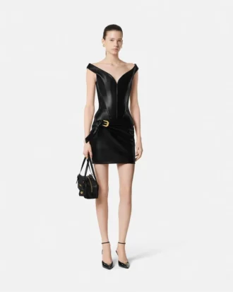 Mini-robe corset en cuir
