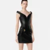 Mini-robe corset en cuir