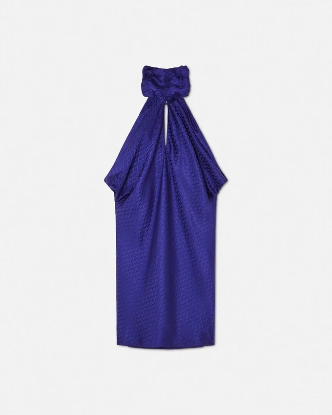 Mini-robe décontractée en soie jacquard à motif V Allover Mini-robe décontractée en soie jacquard à motif V Allover