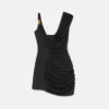 Mini-robe drapée en crêpe envers satiné