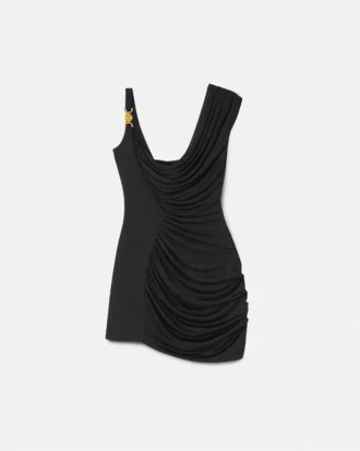 Mini-robe drapée en crêpe envers satiné