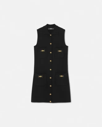 Mini-robe droite en maille cachemire et laine