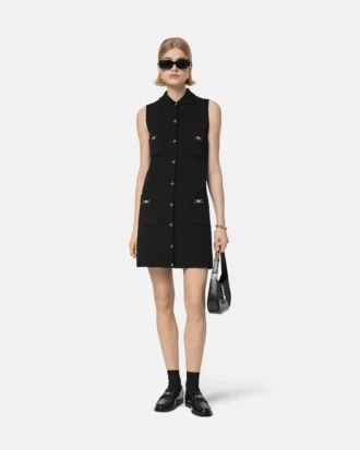 Mini-robe droite en maille cachemire et laine