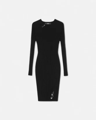 Mini-robe en maille côtelée avec épingle de sûreté