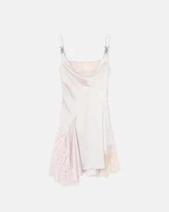 Mini-robe en satin à bordures en dentelle