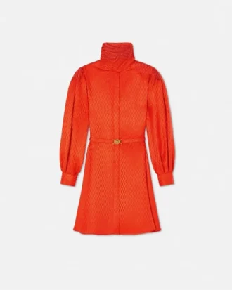 Mini-robe lavallière en soie jacquard V Allover