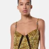 Mini-robe nuisette en soie imprimée léopard