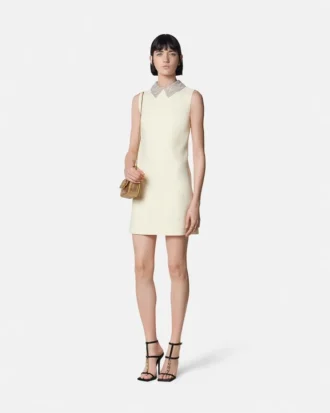 Mini-robe trapèze en satin cristallisé