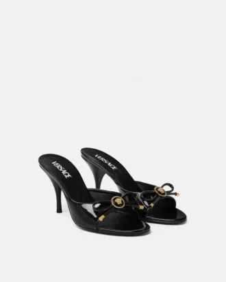 Mules à nœud Opera en cuir verni 85 mm