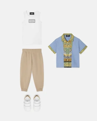Chemise à rayures imprimées en popeline de coton pour enfants