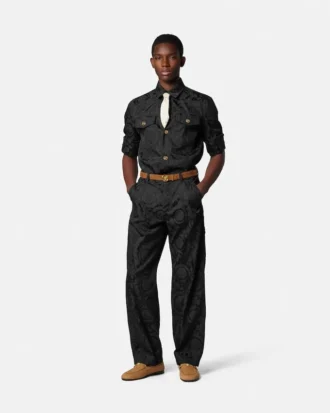 Pantalon de travail en coton jacquard
