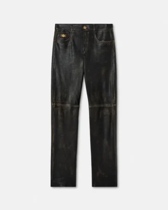 Pantalon en cuir vieilli