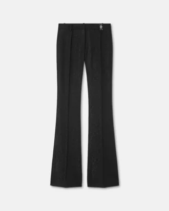Pantalon en laine mélangée jacquard python