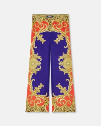 Pantalon en soie Barocco Silk Cheetah