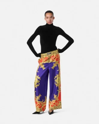 Pantalon en soie Barocco Silk Cheetah
