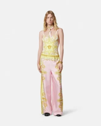 Pantalon en twill de soie imprimé