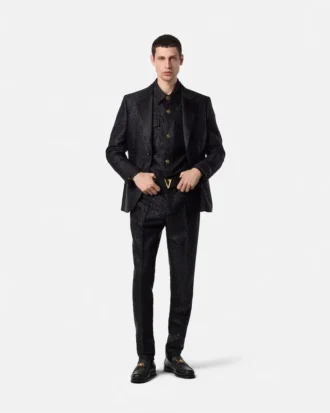 Pantalon habillé en jacquard léopard