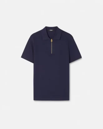 Polo demi-zip en coton piqué brodé