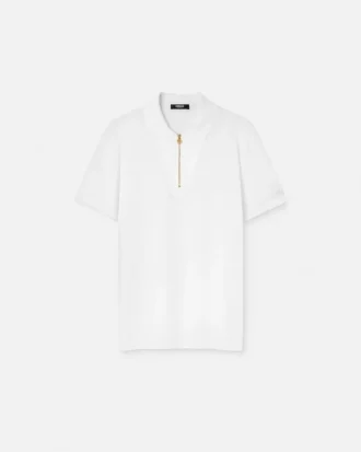 Polo demi-zip en coton piqué brodé