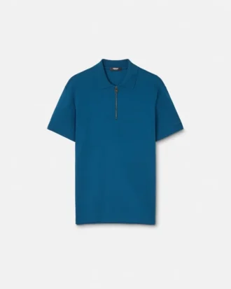 Polo demi-zip en coton piqué brodé