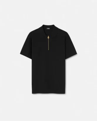 Polo demi-zip en coton piqué brodé