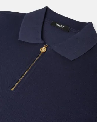 Polo demi-zip en coton piqué brodé