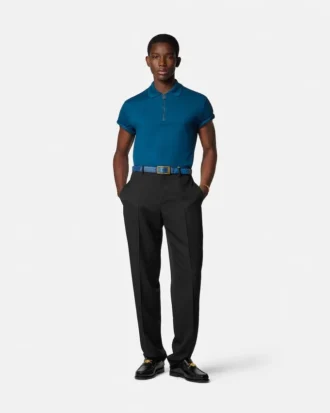 Polo demi-zip en coton piqué brodé