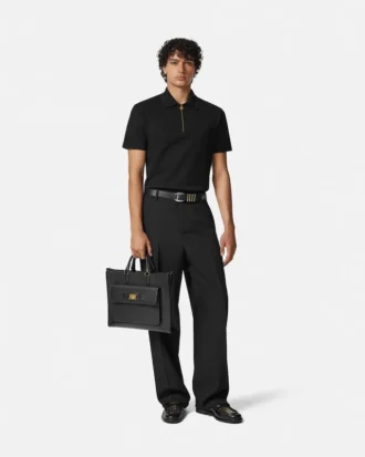 Polo demi-zip en coton piqué brodé