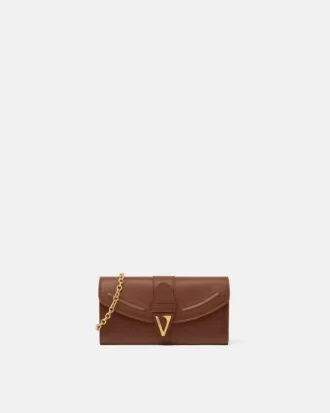 Portefeuille en cuir V avec chaîne Portefeuille en cuir V avec chaîne