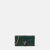 Portefeuille en cuir V avec chaîne