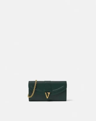 Portefeuille en cuir V avec chaîne Portefeuille en cuir V avec chaîne