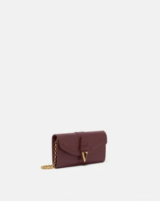 Portefeuille en cuir V avec chaîne