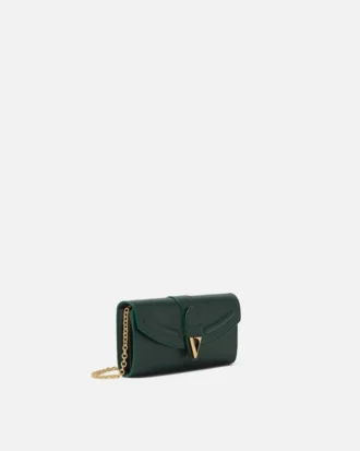 Portefeuille en cuir V avec chaîne Portefeuille en cuir V avec chaîne
