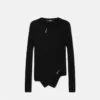 Pull asymétrique en maille côtelée avec épingle de sûreté