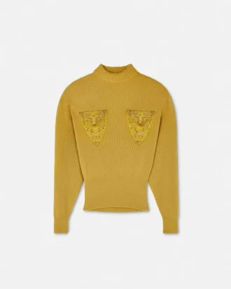 Pull carré en maille de laine clouté