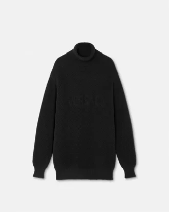 Pull à col roulé long en maille avec logo
