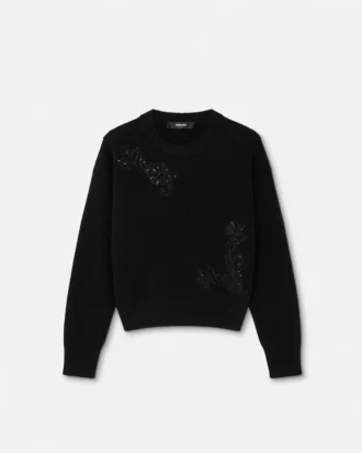 Pull en maille brodé Barocco Leaf