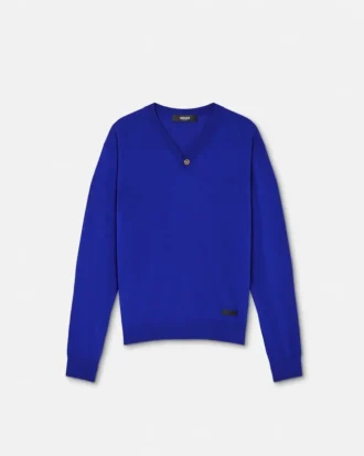 Pull en maille de coton et soie à col en V