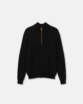 Pull en maille mi-long à demi-zip en laine mélangée
