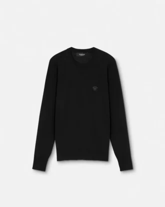 Pull en maille mélangée de laine brodé