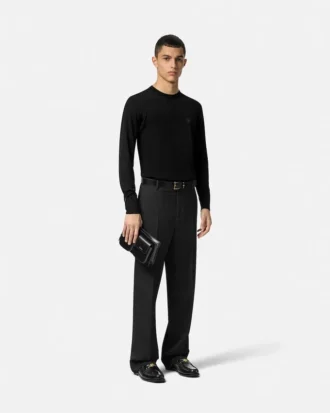 Pull en maille mélangée de laine brodé