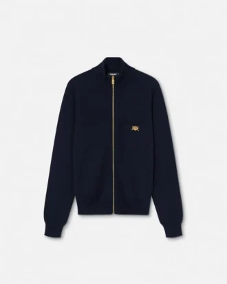 Pull zippé en maille cachemire et coton