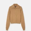 Pull zippé en maille de laine brodée