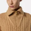 Pull zippé en maille de laine brodée