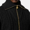 Pull zippé en maille de laine brodée