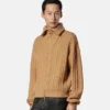 Pull zippé en maille de laine brodée